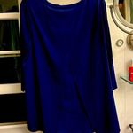 NYDJ size large navy 3/4 sleeve stretchy jersey in front and chiffon like back Photo 0