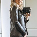 A G Milano 90's Y2K Button Front Italian Faux Leather Brown Blazer Jacket Sz M Size M Photo 5