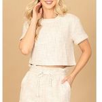 Lagenlook 100% Cotton Rolled Cuff Sleeve Cropped Top & Shorts Set M Size M Photo 0