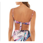 Agua Bendita  Fuzzy Bikini Top in Eter Print Pink Size 3XL NWT Adjustable Photo 1