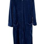 Alexander Del Rossa S/M blue zip front fleece robe house coat lounge grandma Size M Photo 0