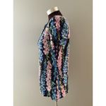 Lilly Pulitzer Shirt Womens L Blue Floral Double VNeck Ruched Sleeve Fairy Photo 5