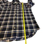 Old Navy The Boyfriend Shirt Plaid Navy Blue Yellow White Women's Size M Photo 10