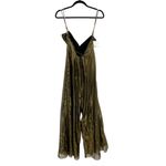 Fame and Partners  Gold Metallic Lame Wide Leg Backless‎ Jumpsuit Size US 2 Photo 7