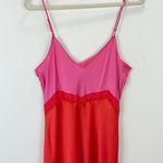 Gianni Bini  DANNIJO Helena Satin Maxi Slip Dress Colorblock Pink Red US 12 NWT Photo 6