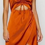 Abercrombie & Fitch Cinch Front Satin Sleeveless Midi Dress in Paprika Large NEW Photo 0