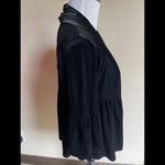 Michael Stars  Black Luxe Velvet Open Front Bell Sleeve Jacket Top‎ One Size Photo 1