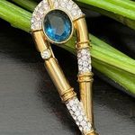 Vintage Regency Accessories Blue Sapphire Rhinestones Brooch Photo 0