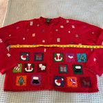 Vintage Designers Originals Ugly Christmas Sweater Womens 1X Red Cardigan Top Photo 6