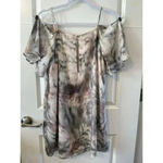 Krisa NWT  Dress Off Shoulder Size Medium Watercolor Lightweight Chiffon Photo 2