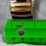 Vintage Hinged Clamper Bangle Bracelet Multicolor Inlay Metal Earth Tone Colors Brown Photo 6