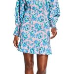 Rhode Resort Anya Smocked Mini Dress Womens Size Medium Blue Photo 0