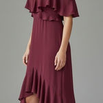 Lulus NEW  Burgundy Maxi Dress S Off Shoulder Asymmetrica Formal Evening Gown Photo 0