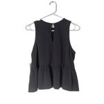 Treasure & Bond  Black Sleeveless Tiered Peplum Smocked Boho Round Neck Top Photo 4