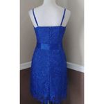 Fashionomics  ModCloth NEW Electric Blue Lace Mini Dress with Ribbon Sash Medium Photo 4