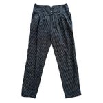 Sundance  Amelia Trouser Pant Black White Pinstripe 4 Button Linen Cotton Blend Photo 3