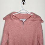 Cupcakes and Cashmere quarter zip ribbed knit sweater in salmon pink size S Photo 2