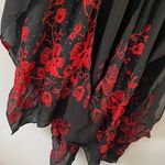 Jessica McClintock  Black Poncho with Red Floral Design Photo 1
