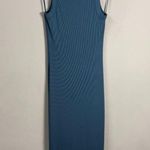 Michael Stars  Lucinda Ribbed Midi Dress Women's Small Blue Tank Ruched Slit NWOT Photo 3