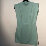 ASOS DESIGN structured mini dress with shoulder pads in sage green size 4 Photo 4