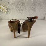 Rue 21  Brown & Teal Pin Stripe Open Toed Heels Photo 7