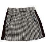 ZARA White Burgundy Houndstooth Tweed A-line Mini Winter Skirt sz small dark aca Photo 7
