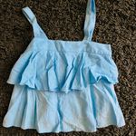 Abound Baby Blue Linen Ruffle Tank Photo 0