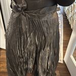 DO+BE NWT  Silver/Gunmetal Metallic High Low Bow Pleated Skirt Photo 3