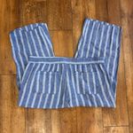 Old Navy Womens 2X High Rise Linen Blend Wide Leg Pants Blue Stripe Boho Casual Photo 4