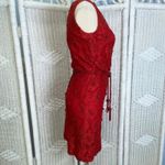 Vintage Elissa of California Red Lace Beaded Sheath Dress 60s Cocktail Party Photo 5