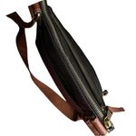 Fossil Black Leather Crossbody Handbag with Brown leather straps. Photo 5