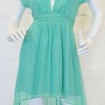 Olivaceous 100% silk plunging V-neck aqua high low dress size small Photo 1