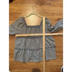 Old Navy  Top S White Black Long Sleeve Square Neck Elastic Button Cuff Boho Photo 7