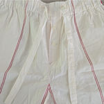 ZARA White and Red Striped Cotton Linen Shorts with Drawstring Photo 2
