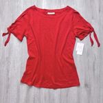Charter Club  Luxury Women's NWT Holiday Red 100% Linen Short Sleeve Top M Photo 1