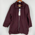 Style & Co Style Co Lightweight Packable Anorak Jacket Burgundy Drawstring Hood Zip Size 2 Photo 0