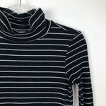 Abound  Mock Neck Ribbed Striped Dress Black White Photo 1