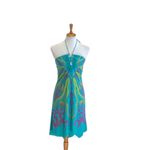 Kitty Printed Halter Dress Green Size L Y2K Retro Club Glam Night Out Party Boho Size L Photo 1