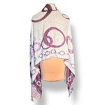 None Purple Reversible Geometric Circle Print Fringe Shawl Scarf Wrap Versatile Photo 7