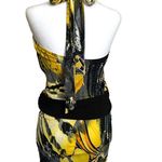 Cache Vintage  Halter Mini Dress Womens Size Small Yellow Black Photo 1
