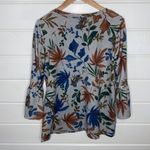 Relativity Gray fall floral bell sleeved top Photo 4