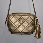 Lilly Pulitzer  Dessa Quilted Leather Gold Crossbody Bag with Tassel Photo 0