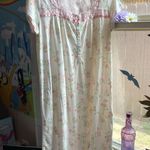 Vintage cottagecore Pink & Green Floral print lace square neckline sleeping gown Multiple Size M Photo 7