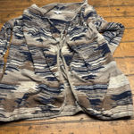 Lucky Brand Womens Open Cardigan Sweater Small Navy Tribal Aztec Long Pockets Photo 0