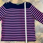 Ralph Lauren Lauren Pink Navy Stripe 3/4 Sleeve Top 2X Photo 3