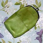 Vintage 70s 80s Green Leather Coin Glasses Cigarettes Lipstick Makeup Purse Photo 0