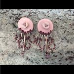 Vintage lavender and purple handmade earrings with flowers and dangling beads Photo 9