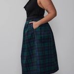 New York & Company Plus Tartan Midi Skirt in Runaway Navy Green Size 1X Photo 1