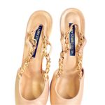 Larry Stuart Collection Elegant Gold Slingback Heels Luxury Size 8.5 Holiday Photo 1