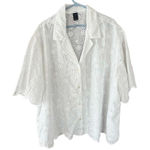 Hue White Cotton Eyelet Camp Shirt Scalloped Summer Plus Size 3X Cottagecore Photo 0